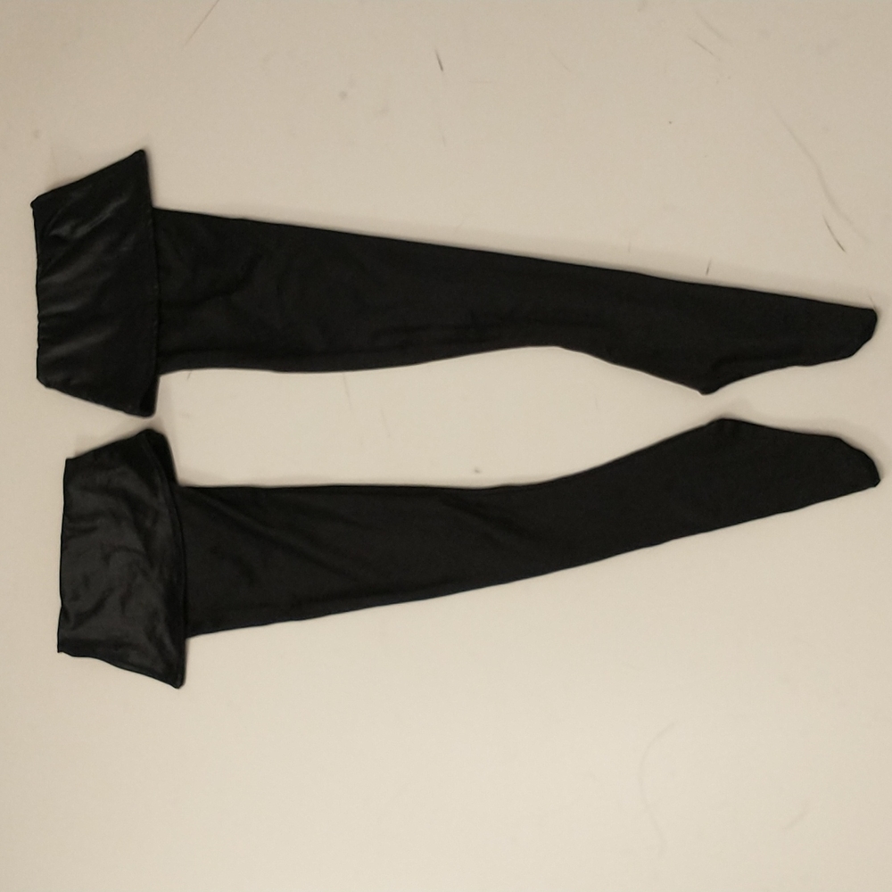Cuffed Thigh High Black Stockings Sexy Cosplay M Frederick's of Hollywood USA md